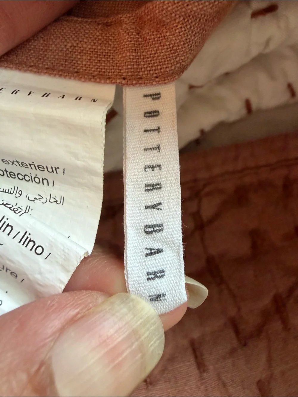 Pottery Barn Pick-Stitch Handcrafted Cotton/Linen Euro Shams color Brick